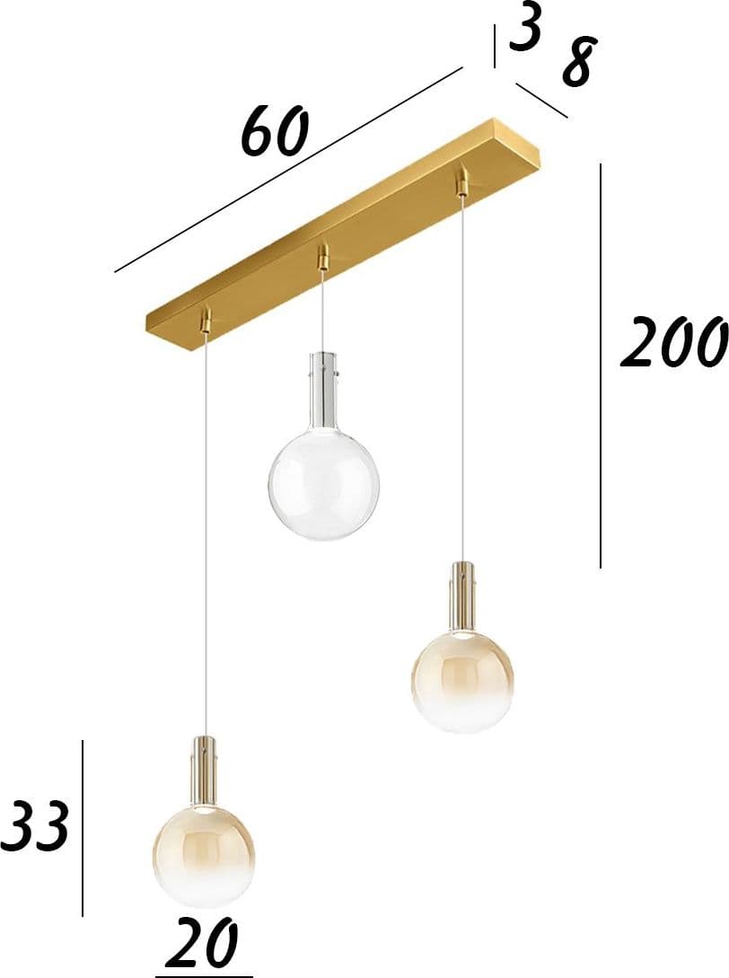 Lampadario Perenz AMPOLLA S3 8310 AM TR 8034 OB LED 15W 3000K 1020LM vetro borosilicato sfumato ambra trasparente - 3