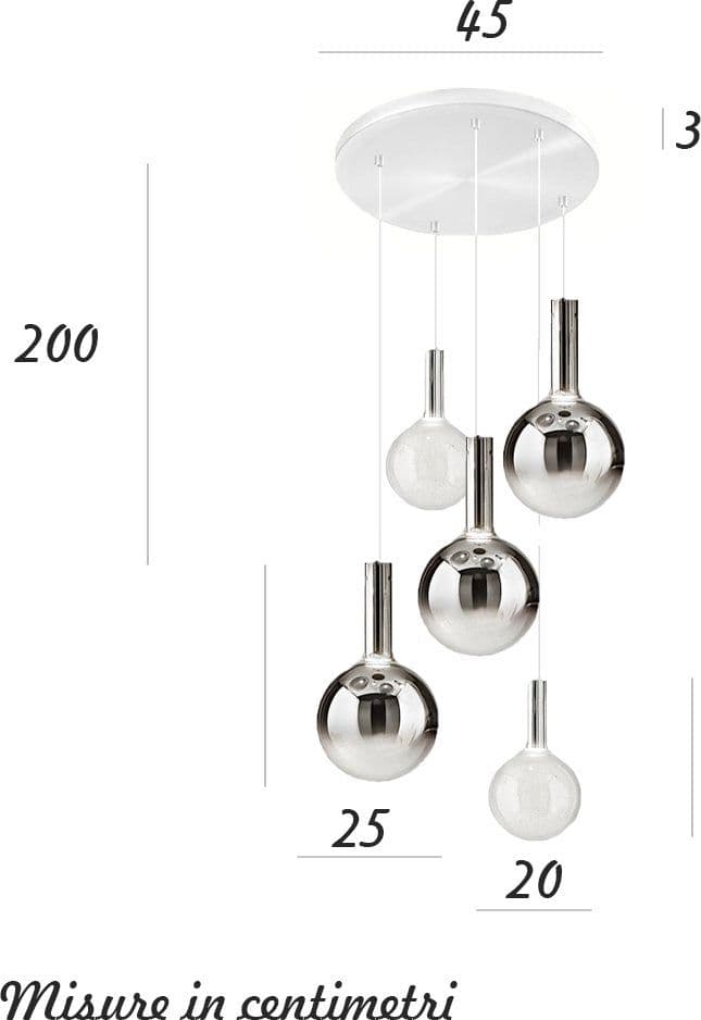 Lampadario Perenz AMPOLLA 8032 B 8310 TR 8312 SP 31W LED 2300LM vetro borosilicato fumè trasparente - 5
