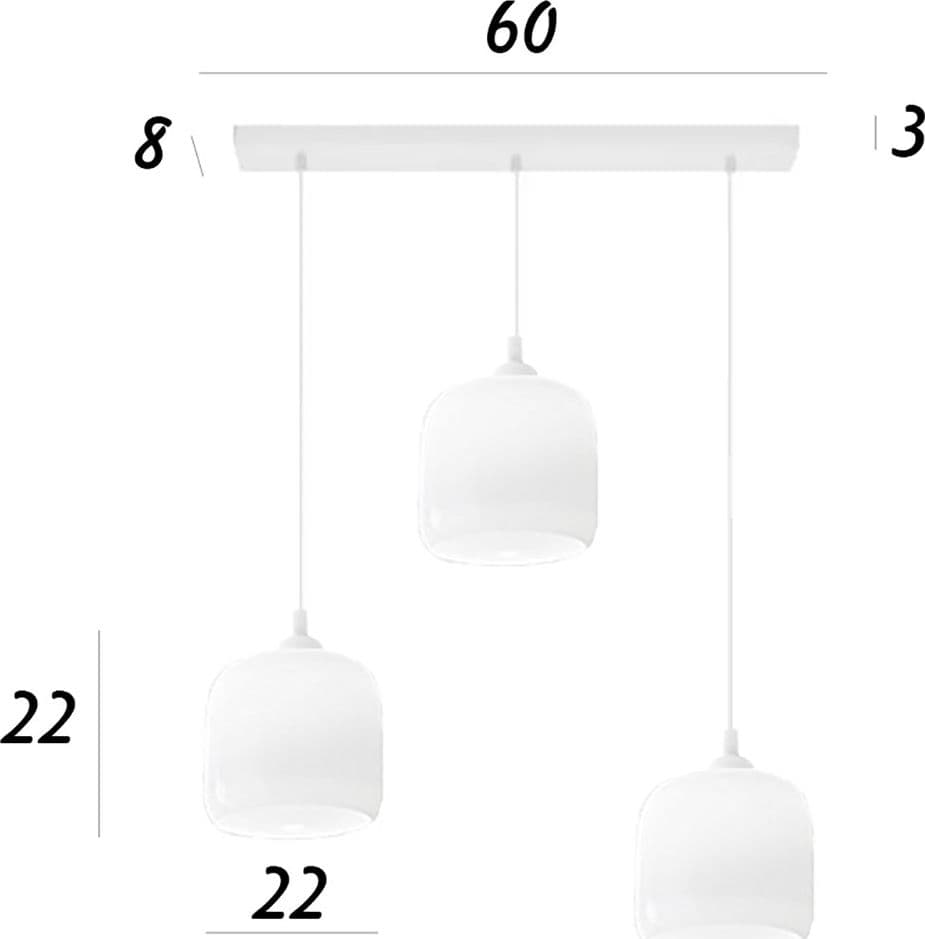 Lampadario Perenz illumina ANIMA S3 BR B 6951B 6952B 8034B E27 LED vetri soffiati bianco lucido base bianca - 2