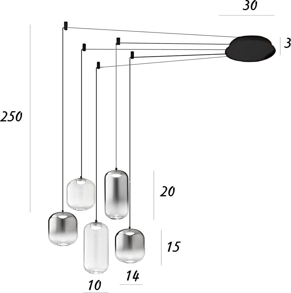 Lampadario Perenz illumina HUNTER S5 8158 N LC 8214 8215 LED diffusori vetro - 4