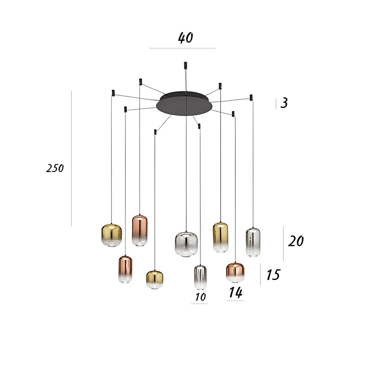 Lampadario Perenz illumina HUNTER S9 8159 N LC 8214 8215 LED diffusori vetro - 3