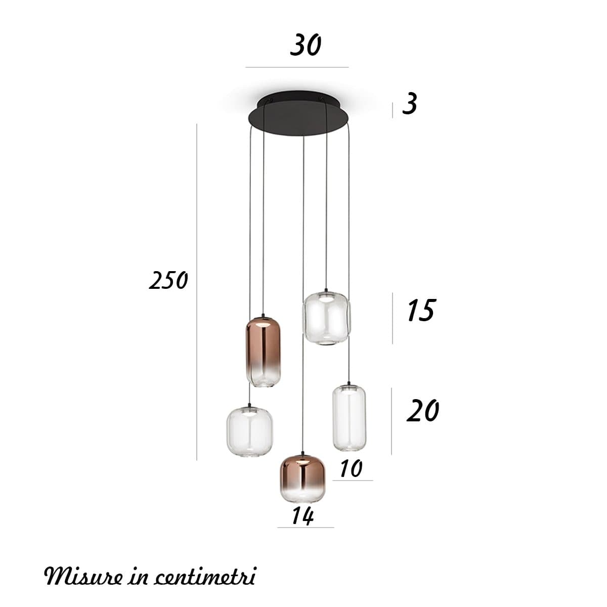 Lampadario Perenz illumina HUNTER S5 8158 N LC 8214 8215 LED vetro trasparente rame - 6