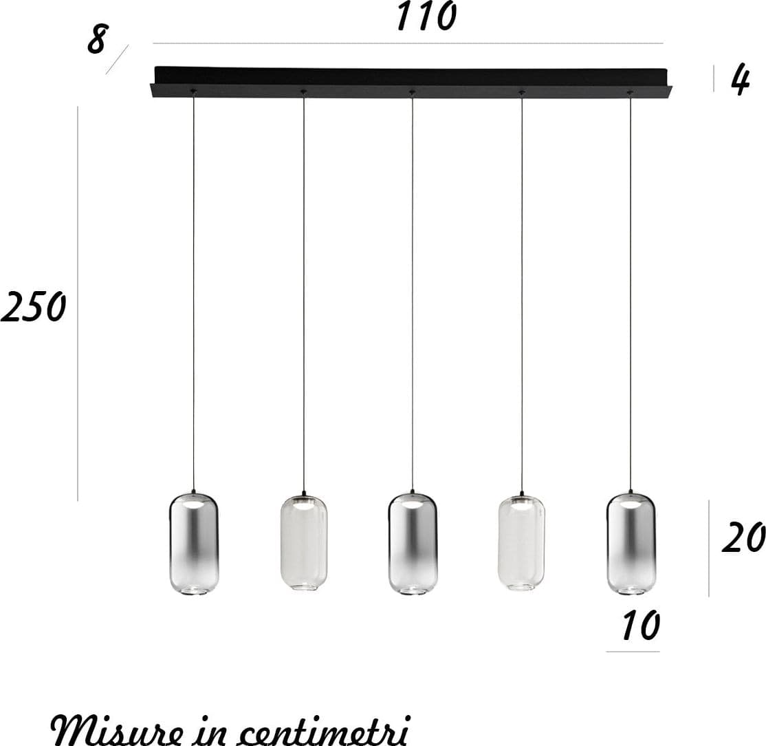 Lampadario Perenz illumina HUNTER S5 BR 8160 N LC 8214 LED 2000LM vetro fumè specchiato trasparente - 4
