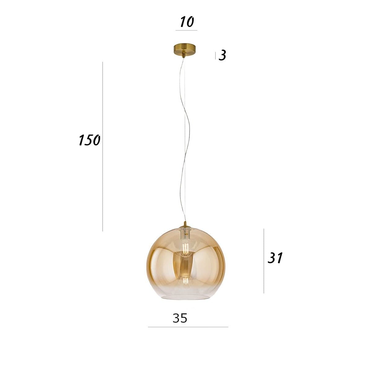 Lampadario vetro soffiato Perenz PLANET 8524 AM 35 E27 LED ambra - 4