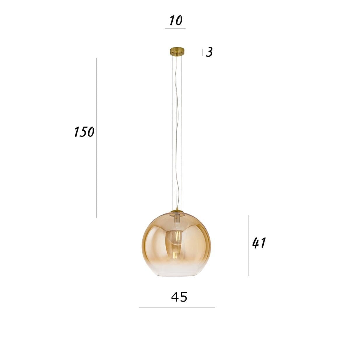 Lampadario vetro soffiato Perenz PLANET 8526 AM 45 E27 LED ambra - 4