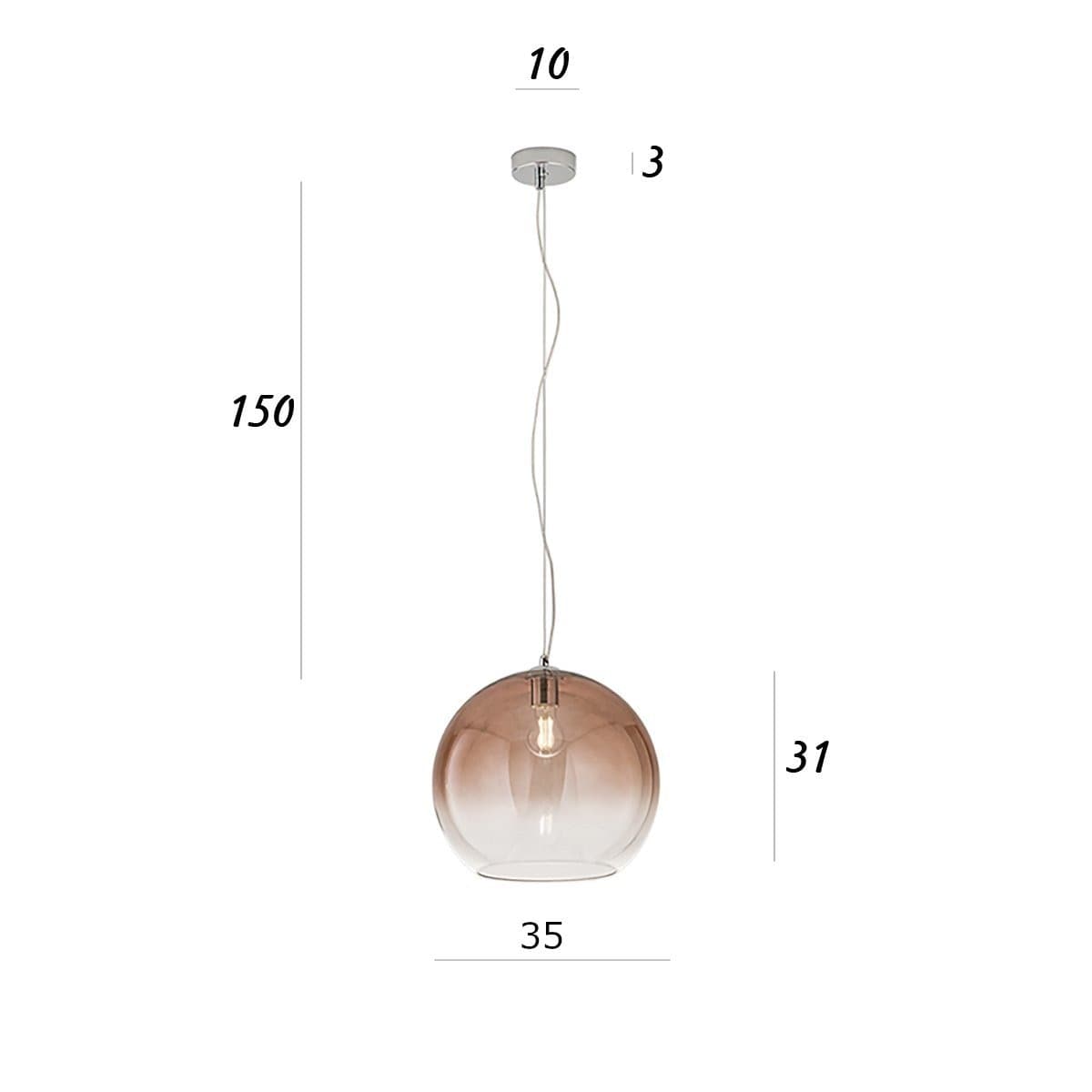 Lampadario vetro soffiato Perenz PLANET 8524 E 35 E27 LED marrone - 3