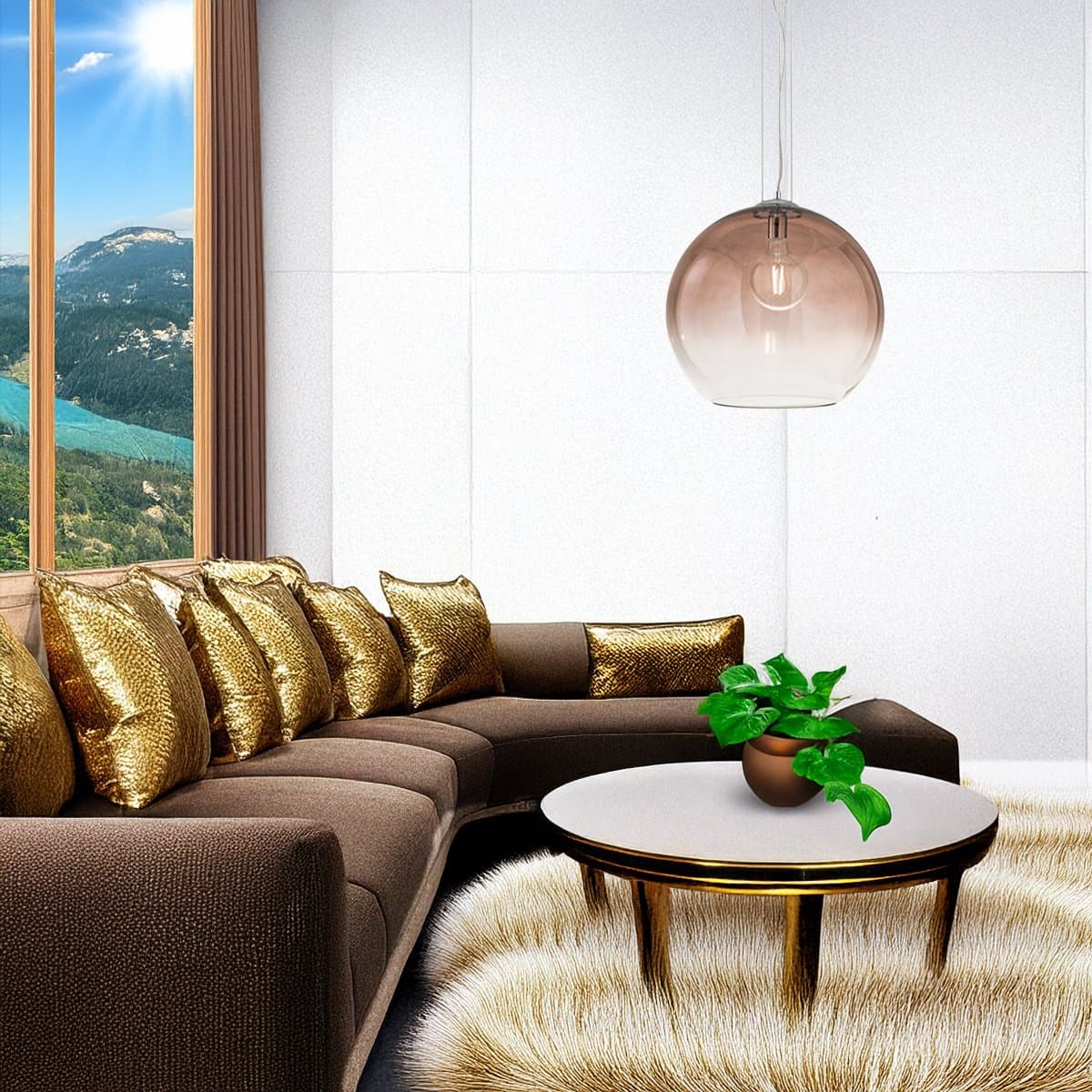 Lampadario vetro soffiato Perenz PLANET 8526 E 45 E27 LED marrone - 2
