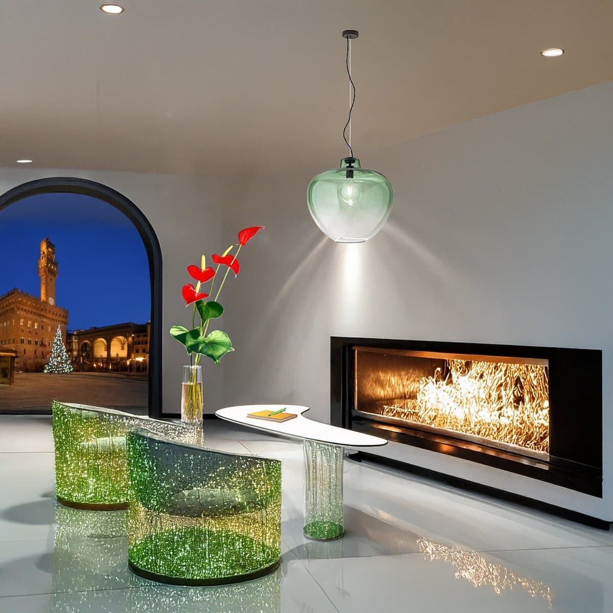 Lampadario vetro soffiato Perenz BIG BOWL 6667 VE 50 E27 LED verde - 2