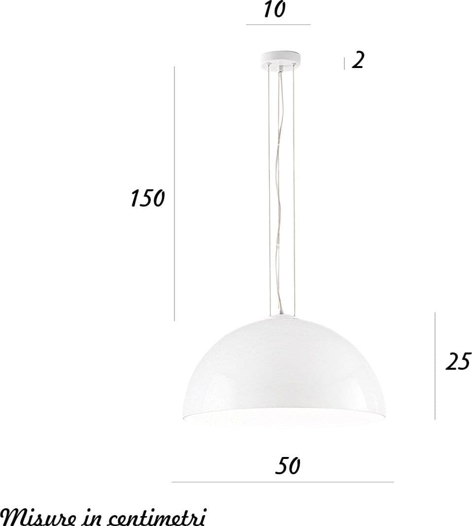 Lampadario cupola metallo Perenz BELL 8552 B E27 LED bianco lucido - 3