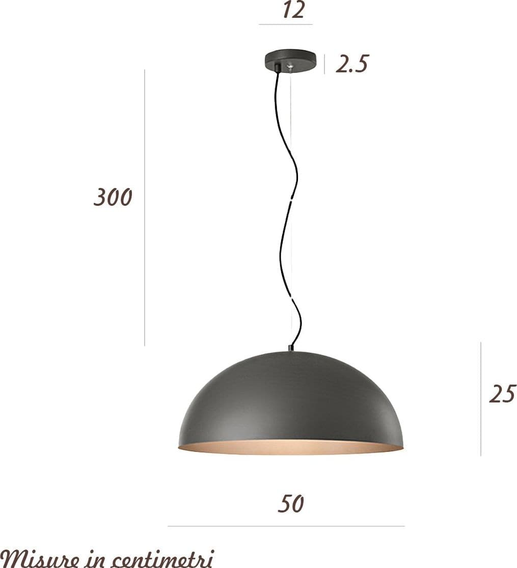 Lampadario cupola Perenz STEEL 8560 GR E27 LED 50CM grigio marrone metallizzato - 2