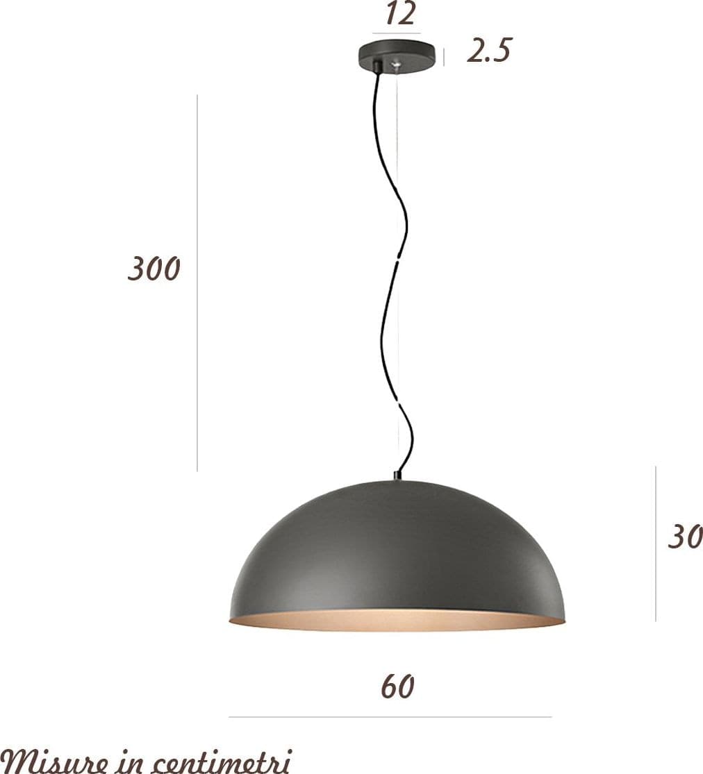 Lampadario cupola Perenz STEEL 8562 GR E27 LED 60CM grigio marrone metallizzato - 2