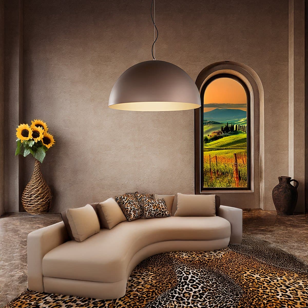 Lampadario cupola Perenz STEEL 8563 MM E27 LED 80CM marrone oro multiluce - 2