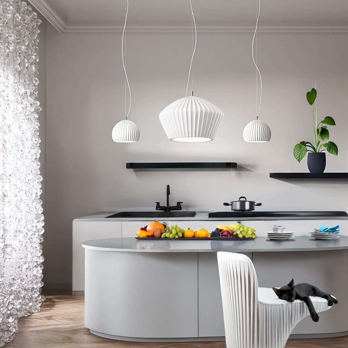 Lampadario plissettato gesso Perenz MINEA 8420 B E27 LED 34.5CM bianco opaco verniciabile - 2