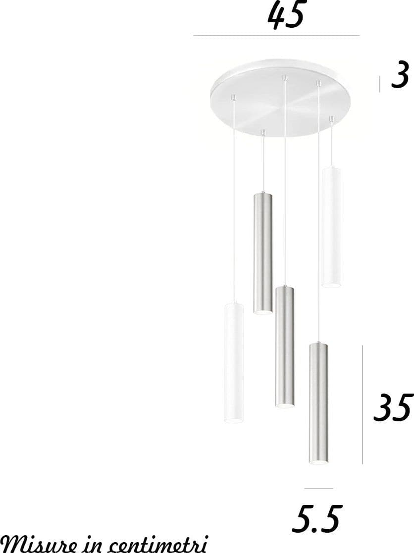 Lampadario moderno Perenz SHOT 8032 B 8492 B 8492 AL GU10 LED bianco alluminio spazzolato multiluce - 3