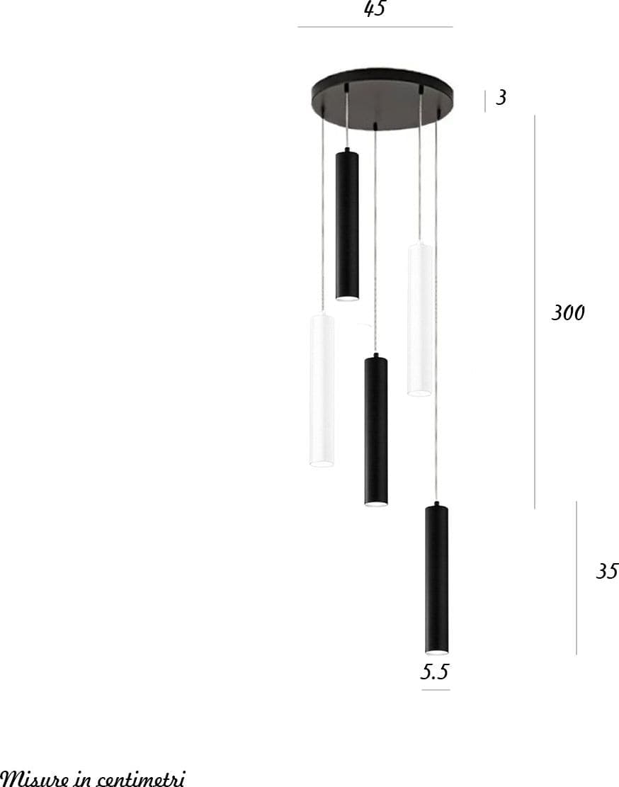 Lampadario moderno Perenz SHOT 8032 N 8492 B 8492 N GU10 LED bianco nero multiluce - 3