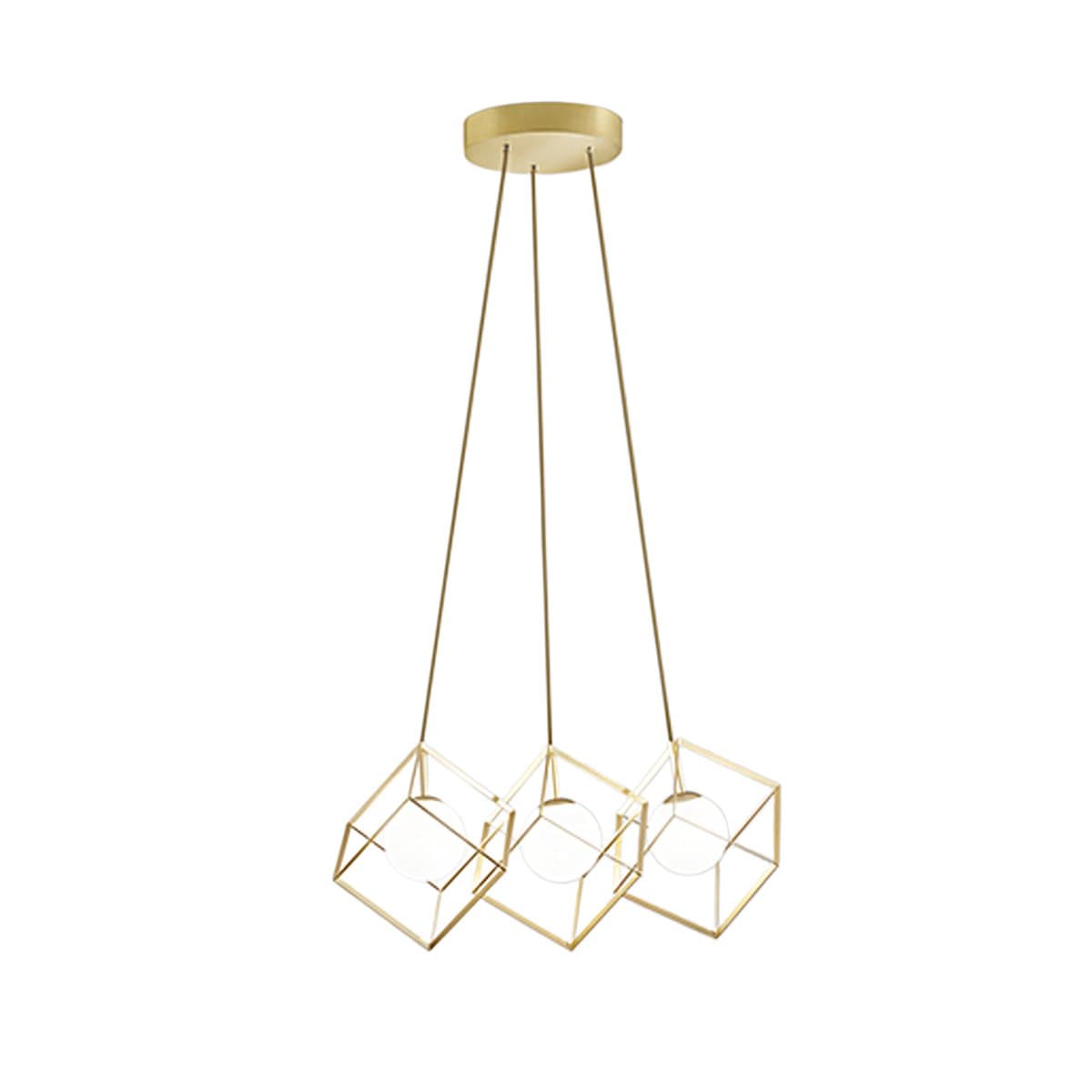 Lampadario Perenz CUBE 8146 G9 LED 15x15 cubo metallo oro opaco gabbia multiluce - 7