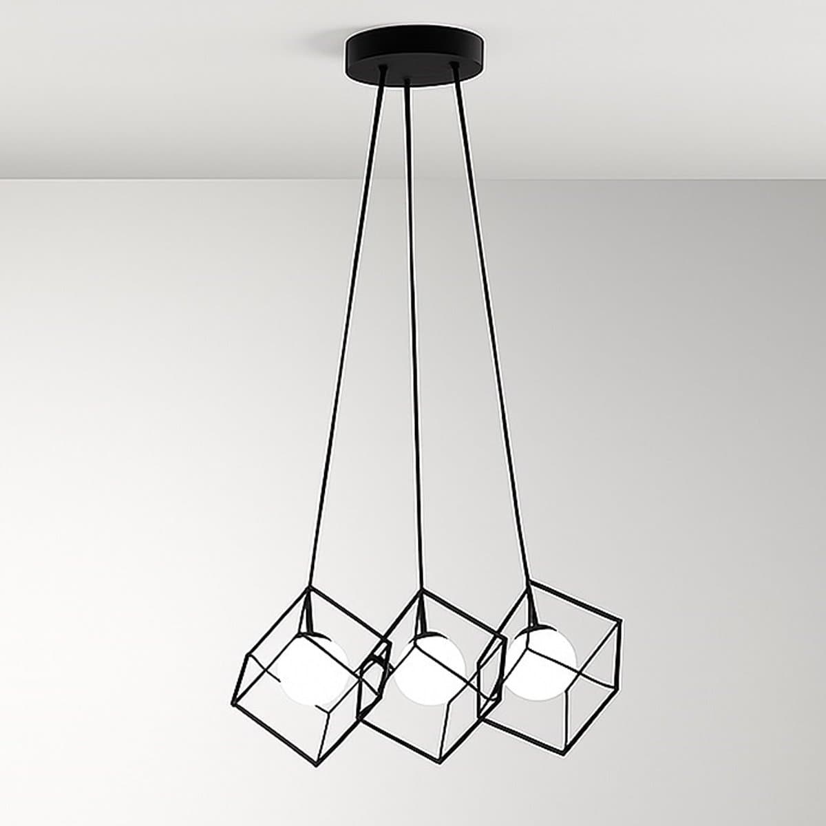 Lampadario Perenz CUBE 8146 G9 LED 15x15 cubo metallo oro opaco gabbia multiluce - 2