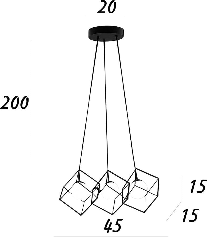 Lampadario Perenz CUBE 8146 G9 LED 15x15 cubo metallo oro opaco gabbia multiluce - 3