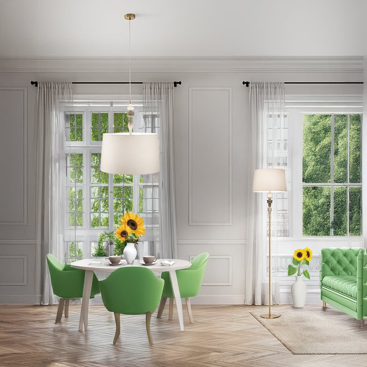 Lampadario classico Perenz ABACO 8510 MC E27 LED metallo ceramica paralume tessuto - 2