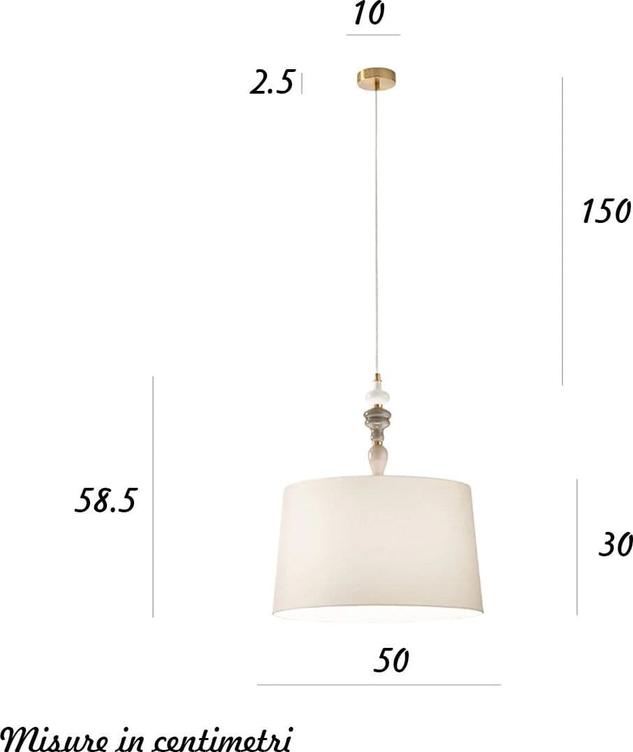 Lampadario classico Perenz ABACO 8510 MC E27 LED metallo ceramica paralume tessuto - 4