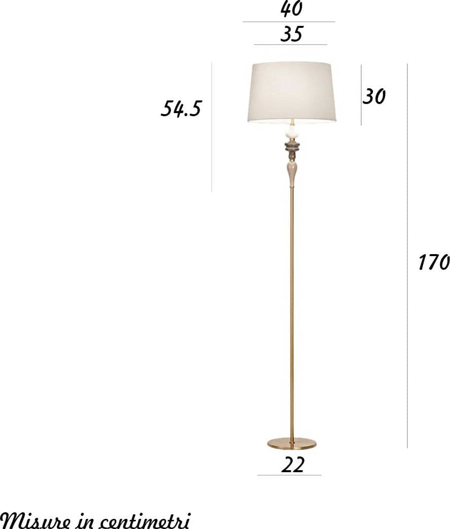 Piantana classica Perenz ABACO 8512 MC E27 LED metallo ceramica paralume tessuto - 3