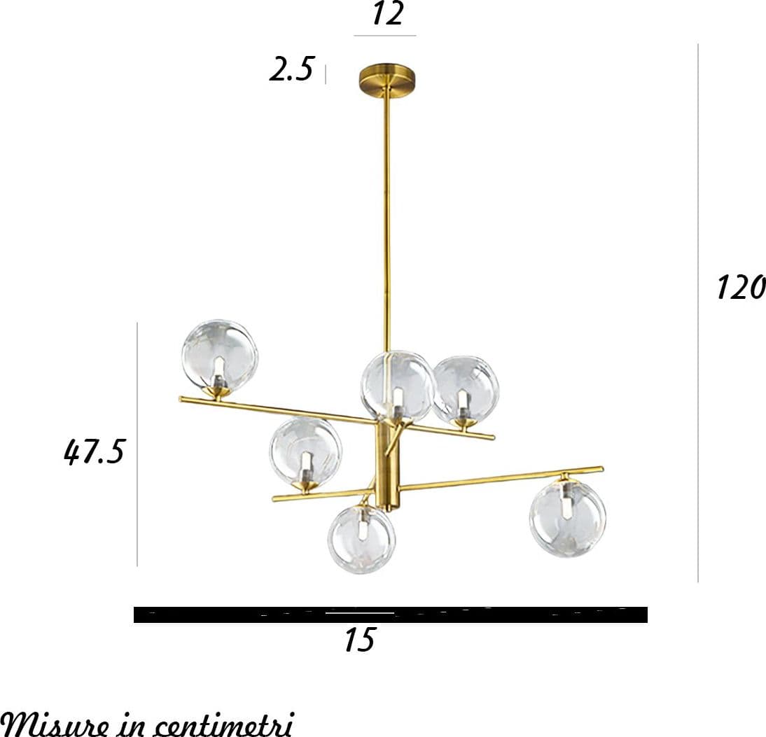 Lampadario classico Perenz PYREX 8514 OB G9 LED metallo ottone brunito multiluce - 3