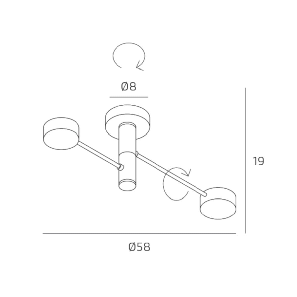 Plafoniera moderna Top Light OCTOPUS 1227 2 GX53 LED orientabile metallo - 12