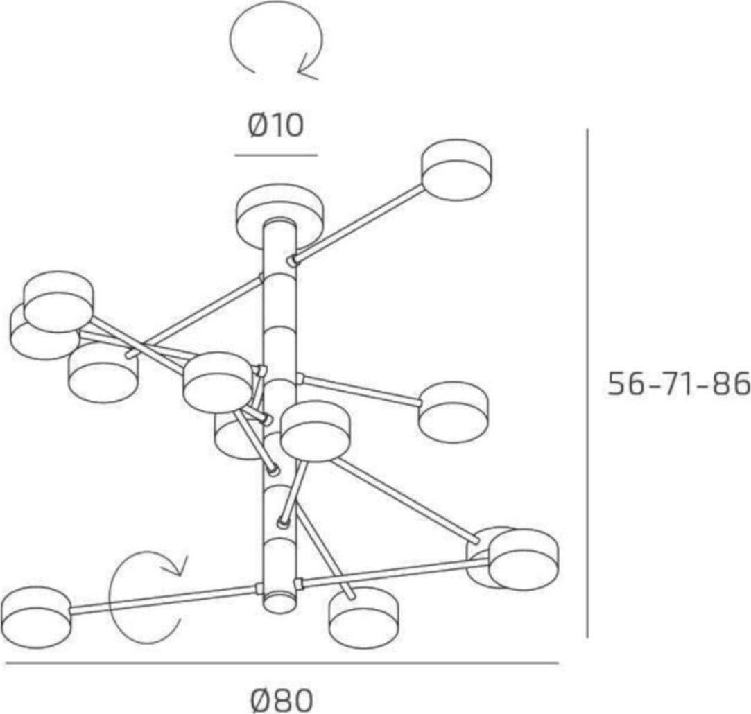 Lampadario moderno Top Light OCTOPUS 1227 12 GX53 LED orientabile metallo - 9