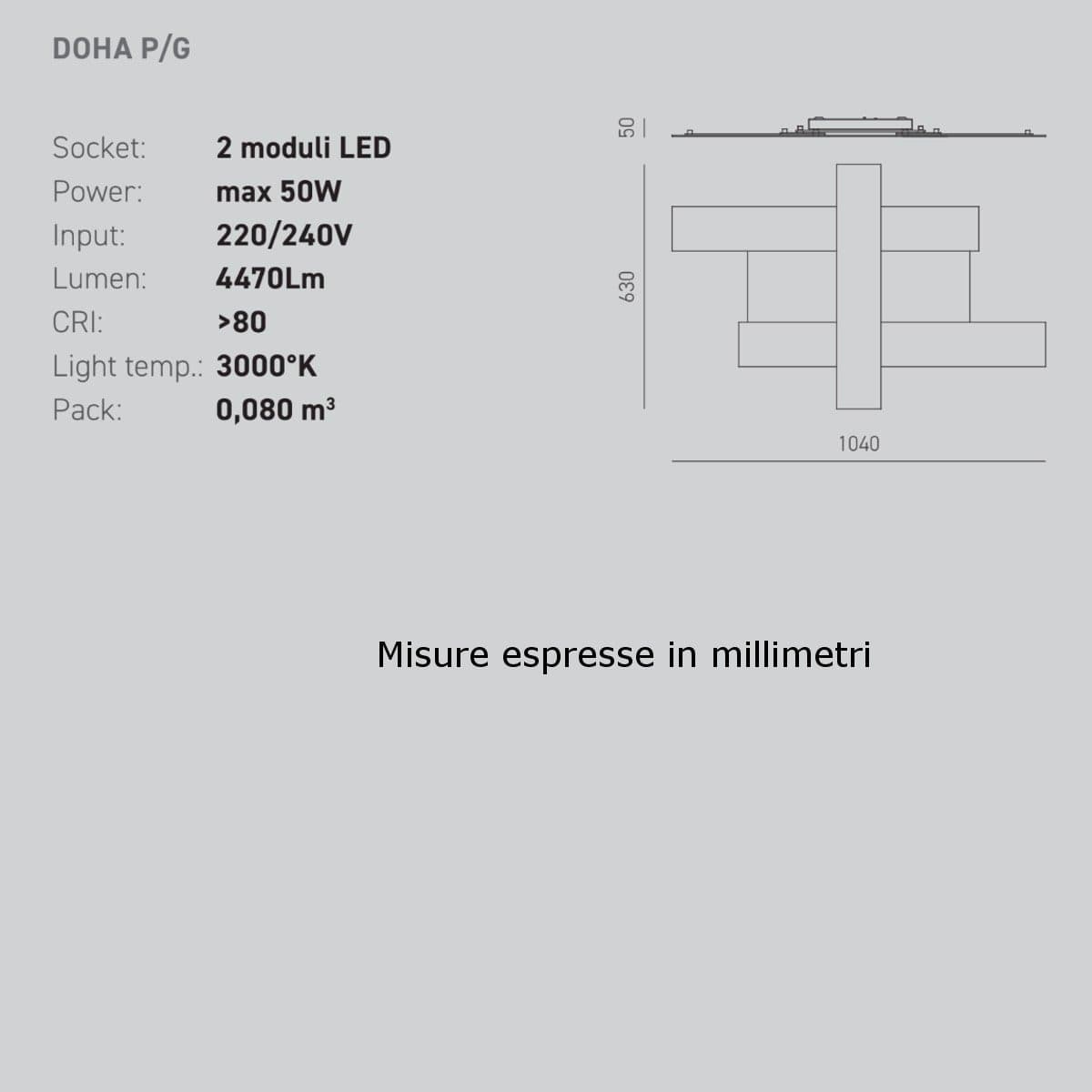 Plafoniera moderna Gea Luce DOHA PG FDOPT3 LED LED alluminio metacrilato - 2