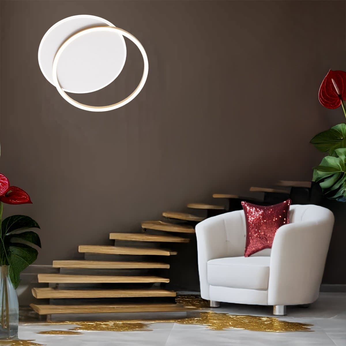 Plafoniera moderna Perenz illumina ORBIT 8195 OR LC LED alluminio metallo bianco oro spazzolato acrilico - 2