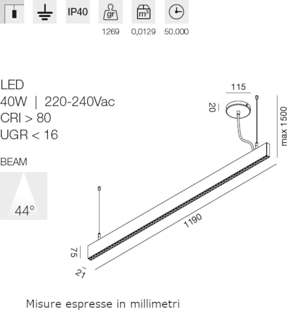 Sospensione moderna Gea Led GSO110C LED biemissione alluminio - 2