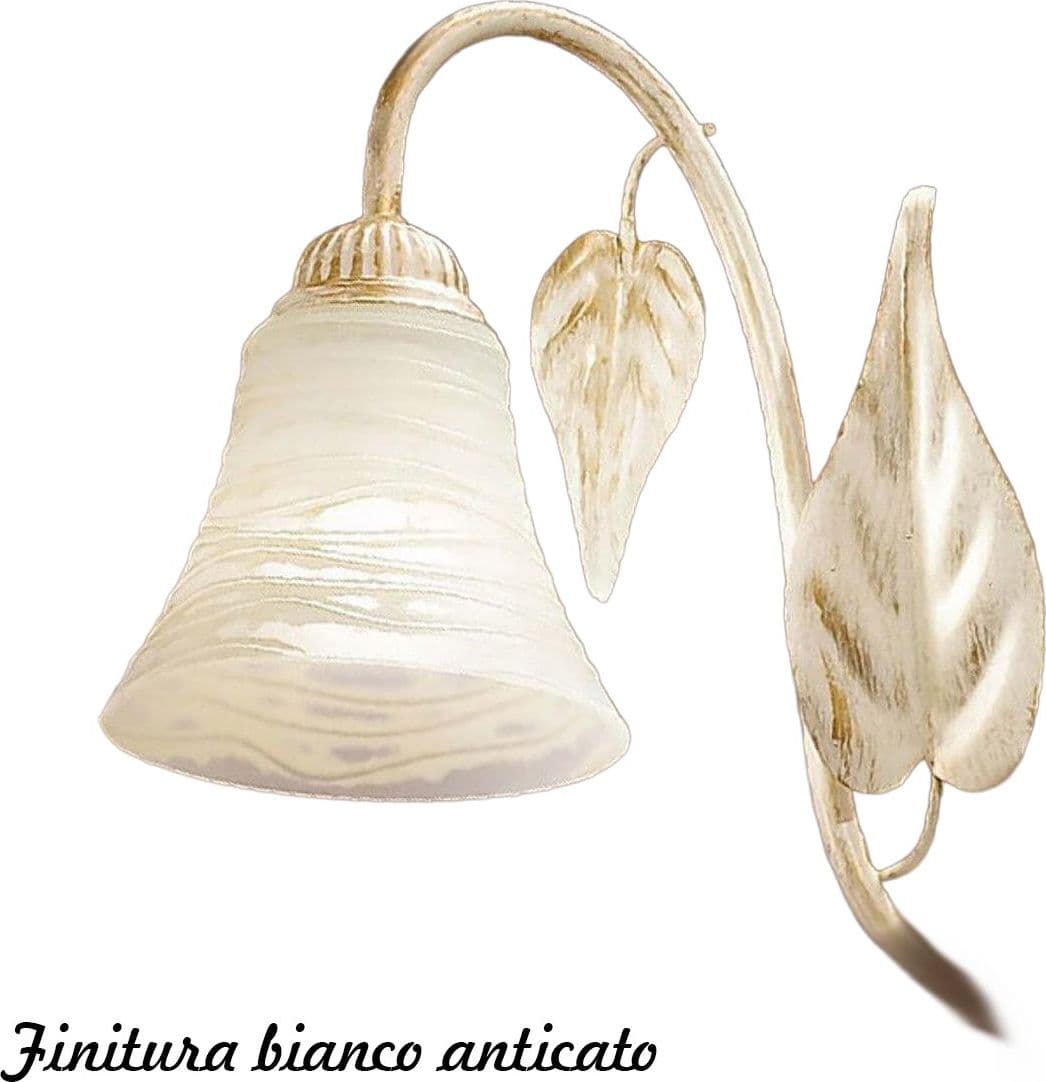 Plafoniera classica Due P illuminazione TOSCA PL5 E14 LED metallo vetro bianco paglierino - 2