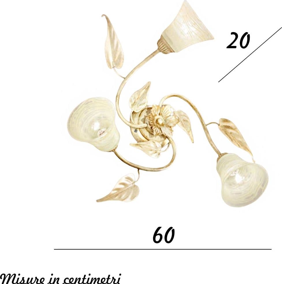 Plafoniera classica Due P illuminazione TOSCA PL3 E14 LED metallo vetro bianco paglierino - 5