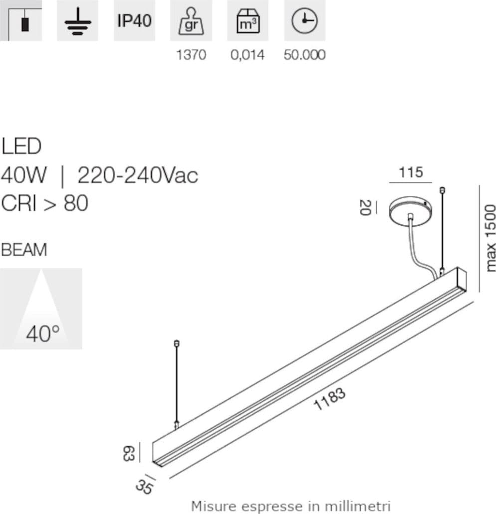 Sospensione moderna Gea Led GSO131N LED biemissione alluminio - 3