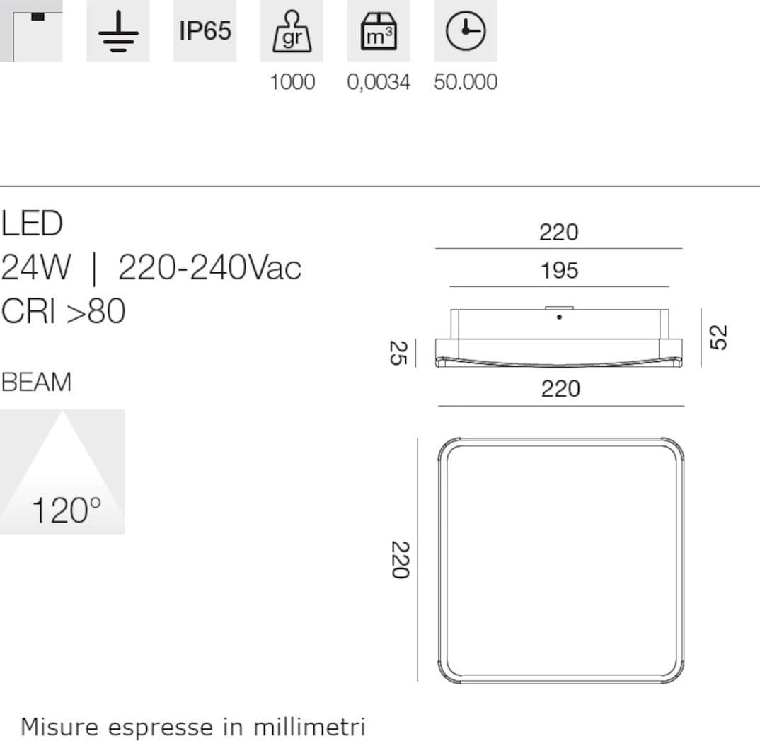 Plafoniera moderna Gea Led GPL371 LED IP65 alluminio policarbonato - 2