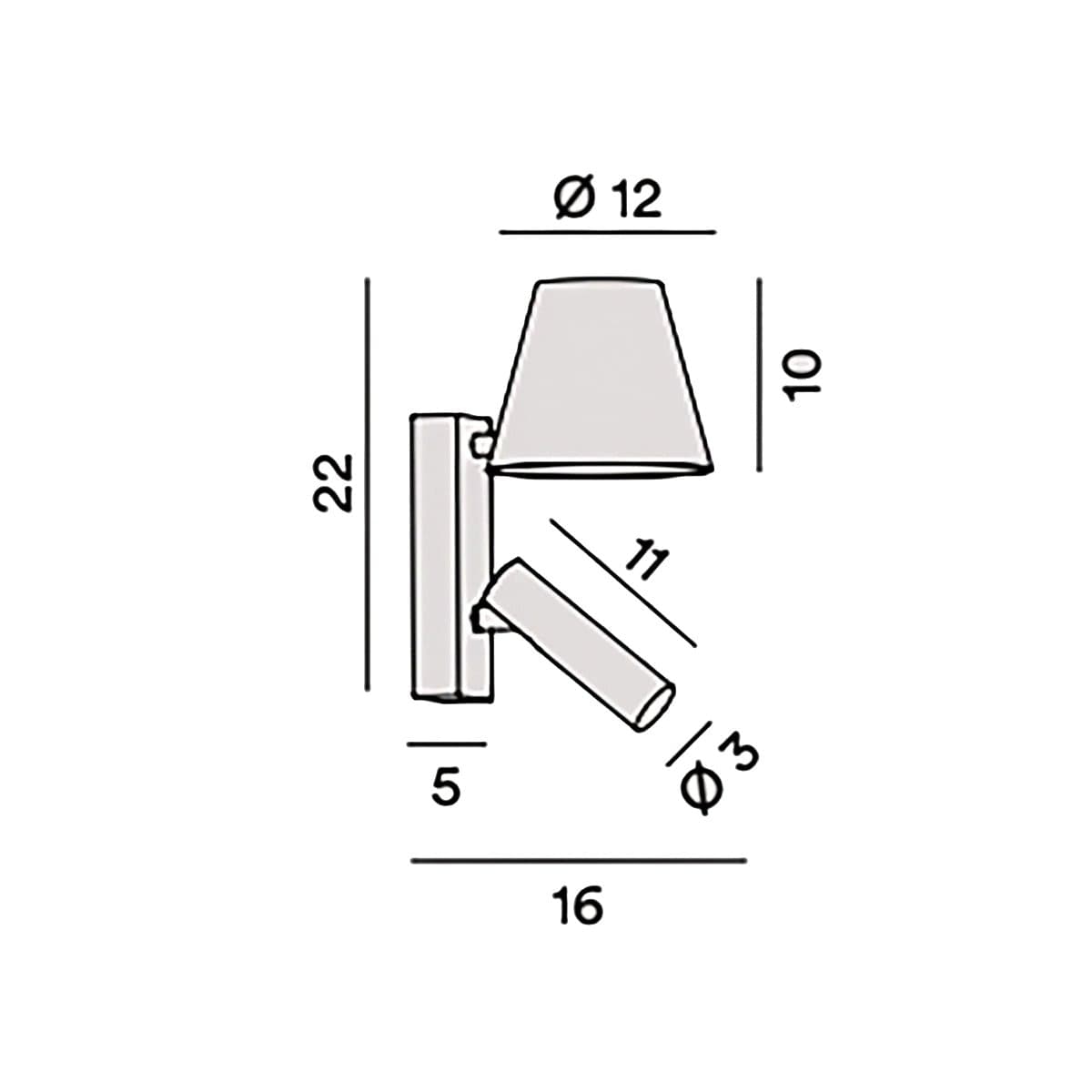 Applique Perenz REVERSE 8472 N LC LED 3000K 480LM paralume spot metallo nero oro opaco orientabile - 4