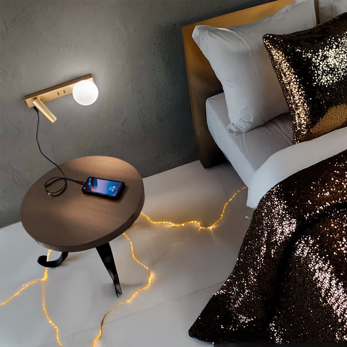 Applique Perenz FOG 8484 OR LC G9 LED 240LM 3000K USB cilindro orientabile doppia accensione oro spazzolato - 2