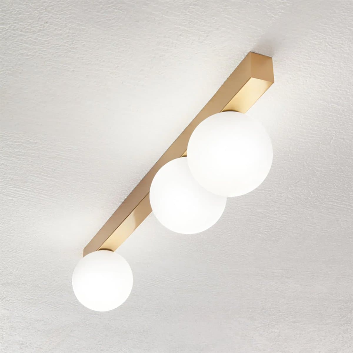 Plafoniera Perenz SNOOKY 8480 OR G9 LED metallo oro opaco sfera vetro soffiato bianco - 2