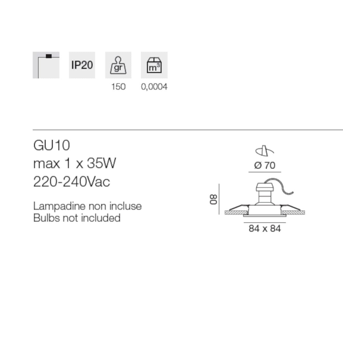 Faretto incasso Gea Led GFA053 GU10 LED classico orientabile alluminio - 3