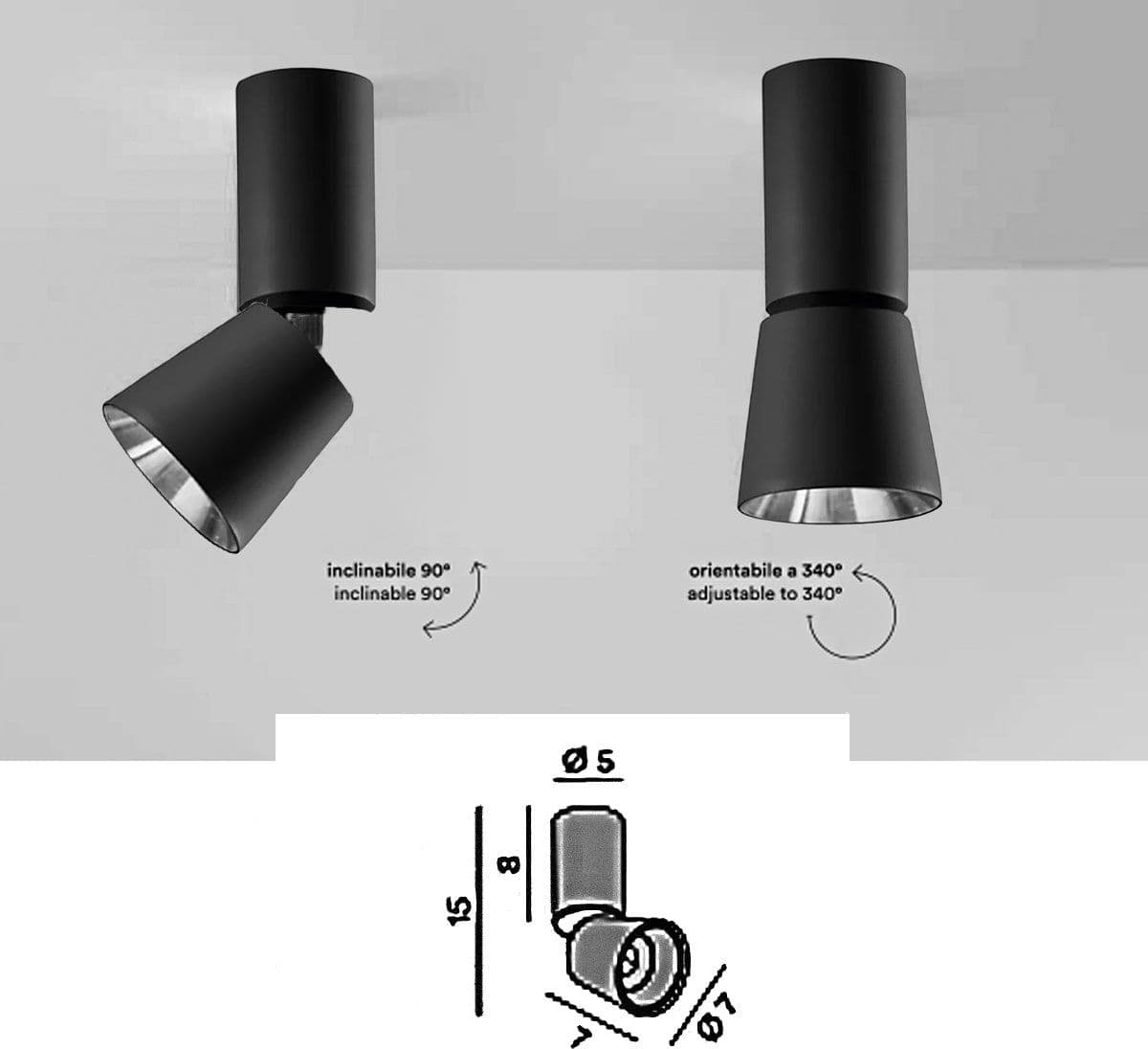 Plafoniera Perenz KONE 8494 N LC LED 900LM metallo nero opaco orientabile - 4