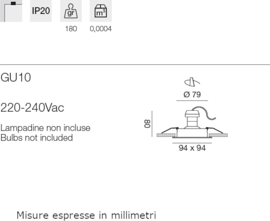 Faretto incasso Gea Led GFA043 GU10 LED orientabile alluminio classico - 2
