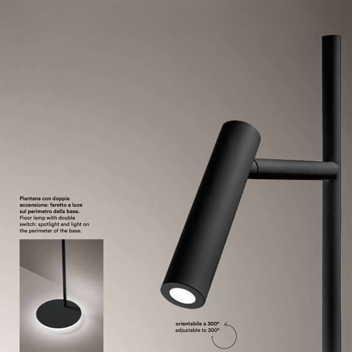 Piantana lettura moderna led Perenz GAMBO 6777 N LC LED 3000K nera orientabile - 3
