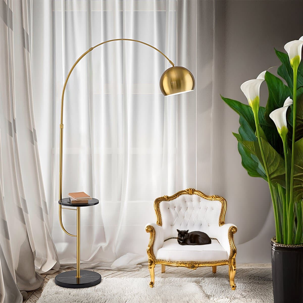 Piantana braccio arco classica Perenz TABLEAU 8410 OB E27 LED regolabile ottone brunito - 2
