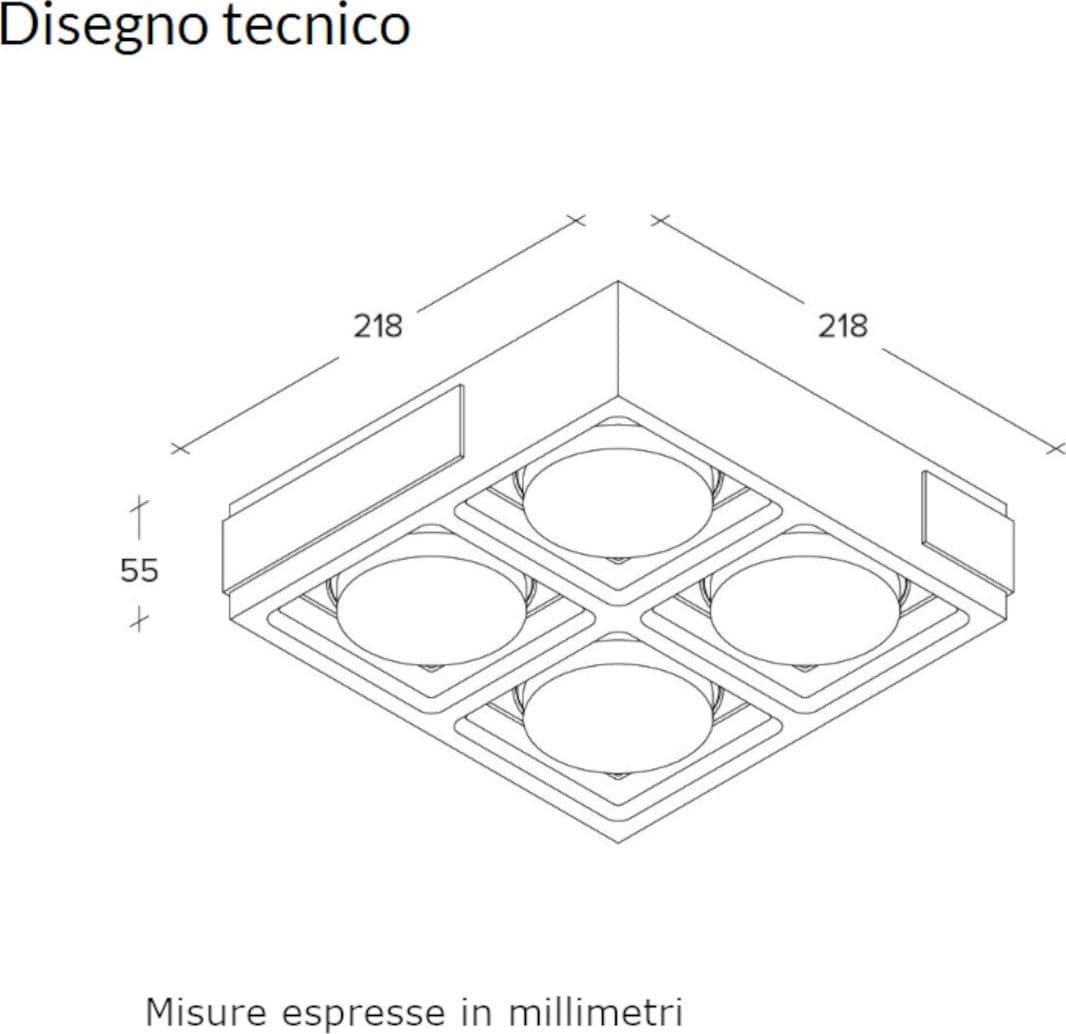 Plafoniera moderna Sforzin illuminazione VELIA PL4 T549 T550 T551 GX53 LED gesso metallo - 6