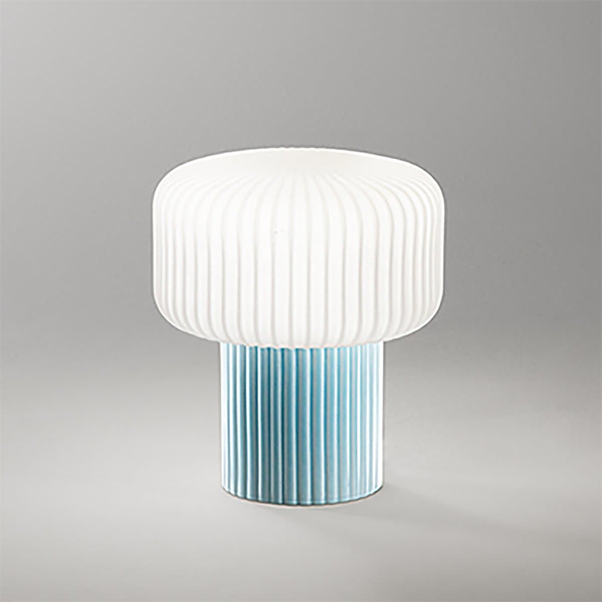 Abat-jour moderna Perenz OTTY 8508 C G9 LED ceramica azzurra vetro bianco plissettato - 2