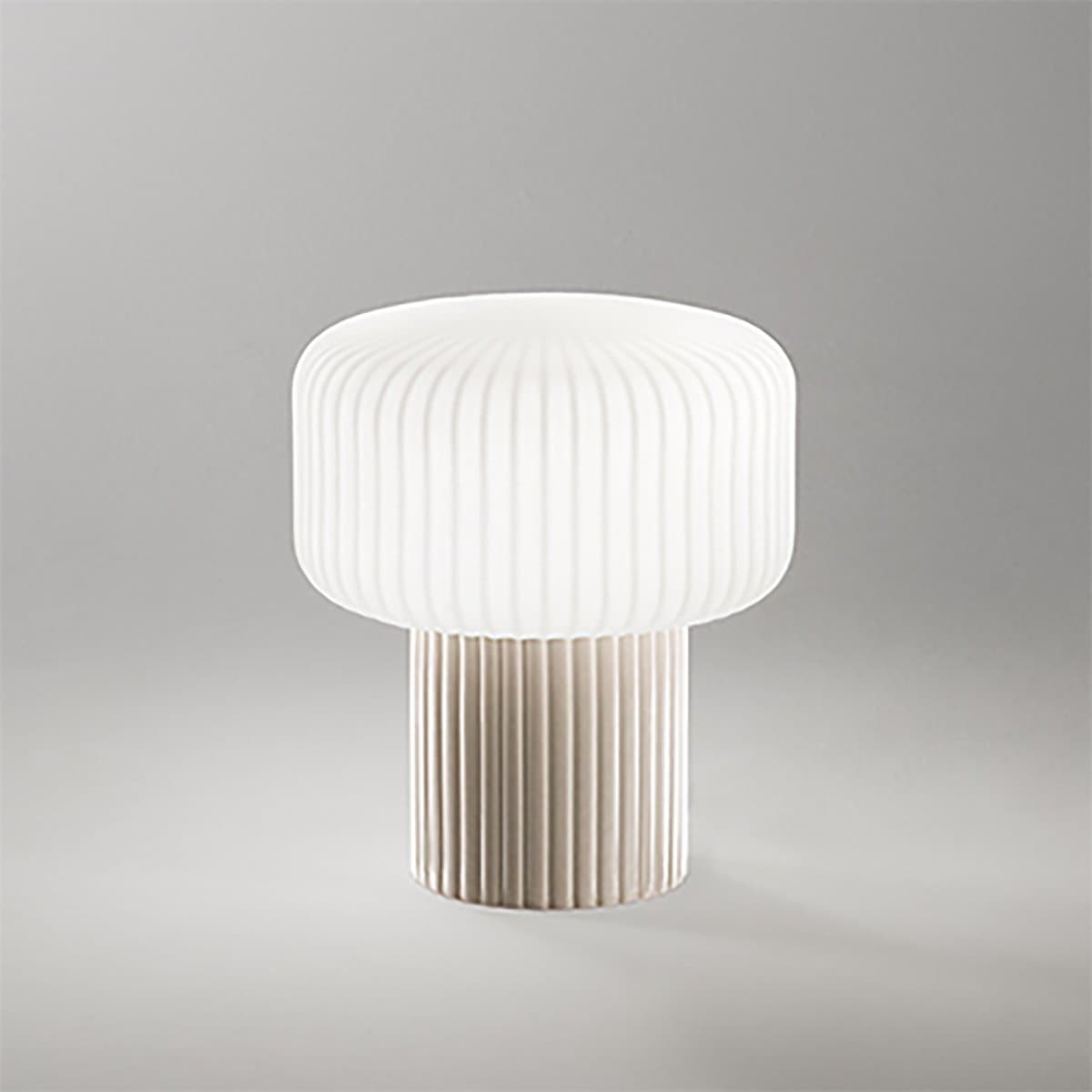 Abat-jour moderna Perenz OTTY 8508 GR G9 LED ceramica grigia vetro bianco plissettato - 2