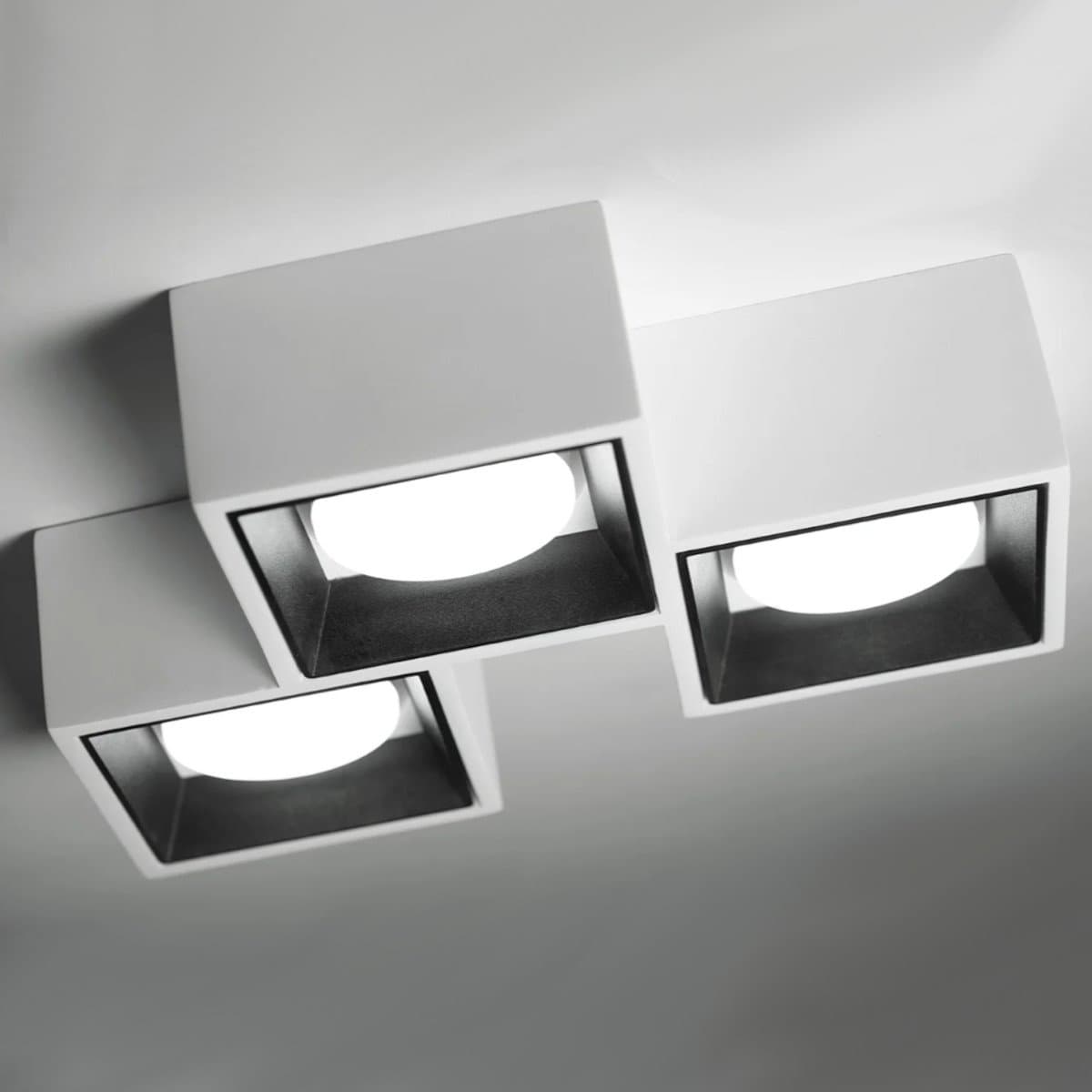 Plafoniera moderna Sforzin illuminazione NASSO quadrata PL3 T511 T512 GX53 LED gesso alluminio - 6