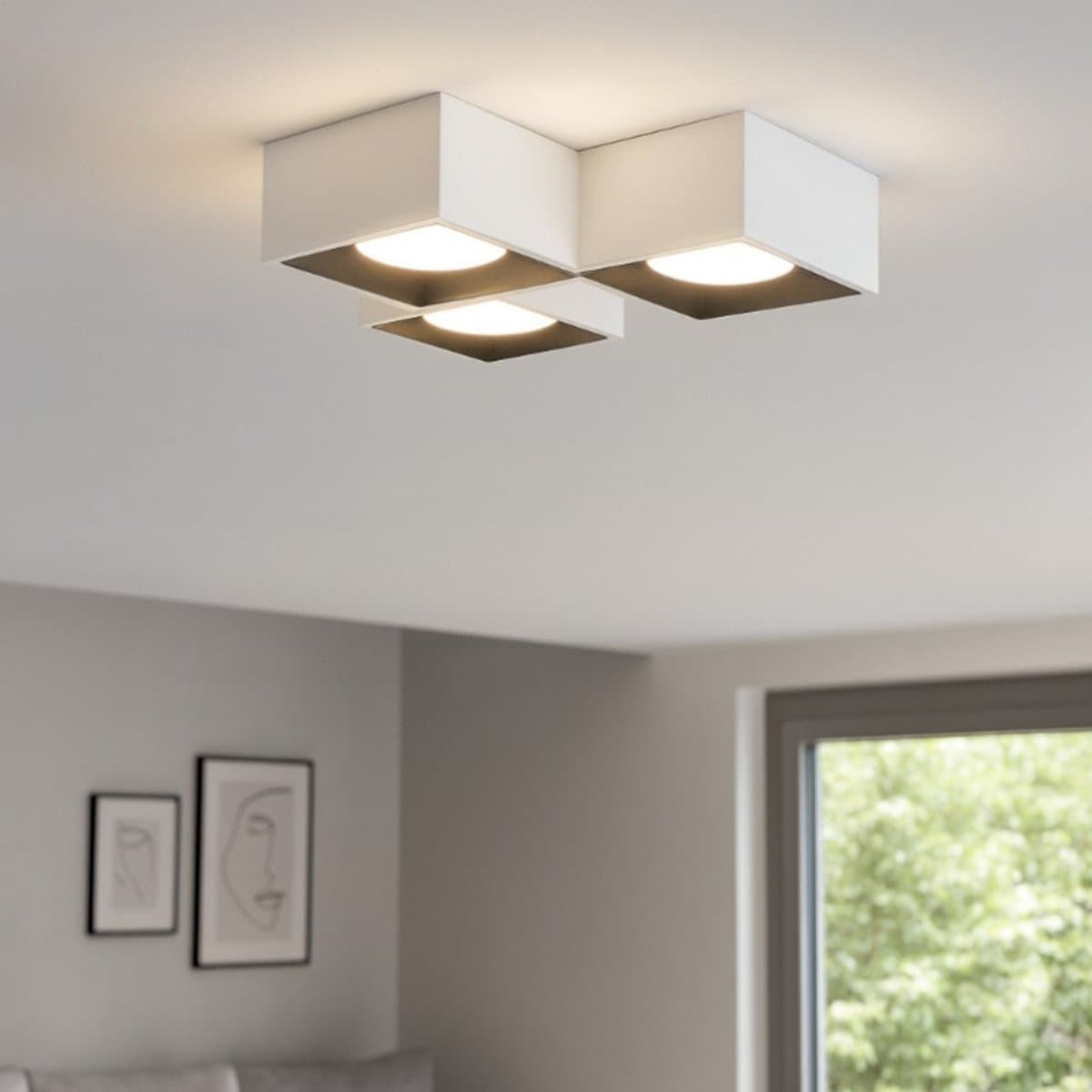 Plafoniera moderna Sforzin illuminazione NASSO quadrata PL3 T511 T512 GX53 LED gesso alluminio - 7