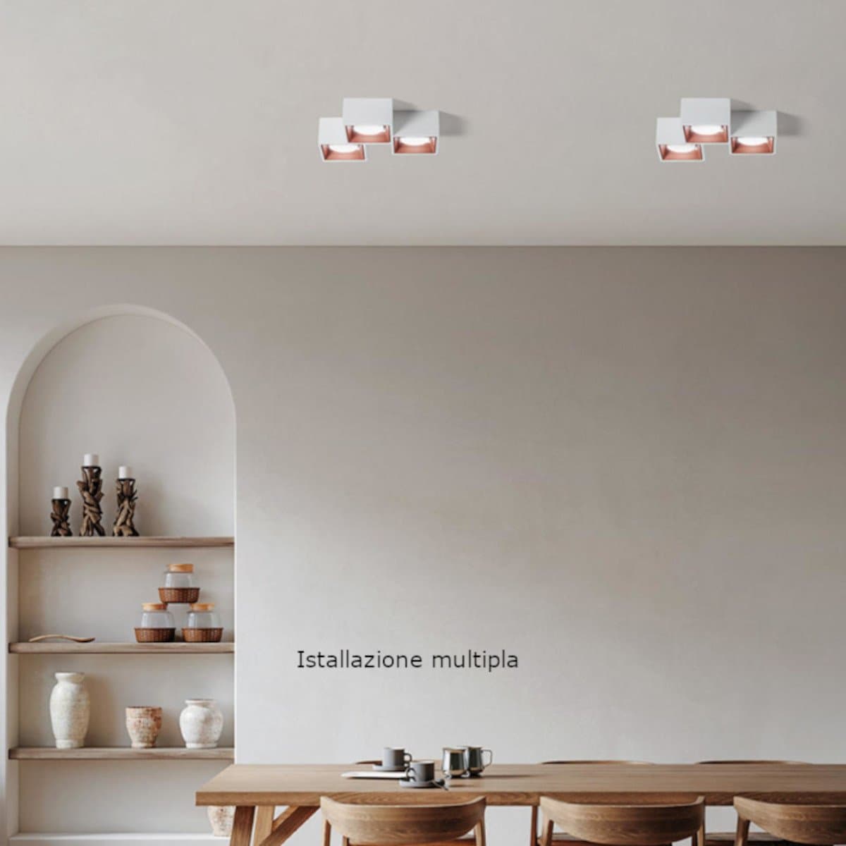 Plafoniera classica Sforzin illuminazione NASSO quadrata PL3 T513 T514 T515 GX53 LED gesso alluminio - 11