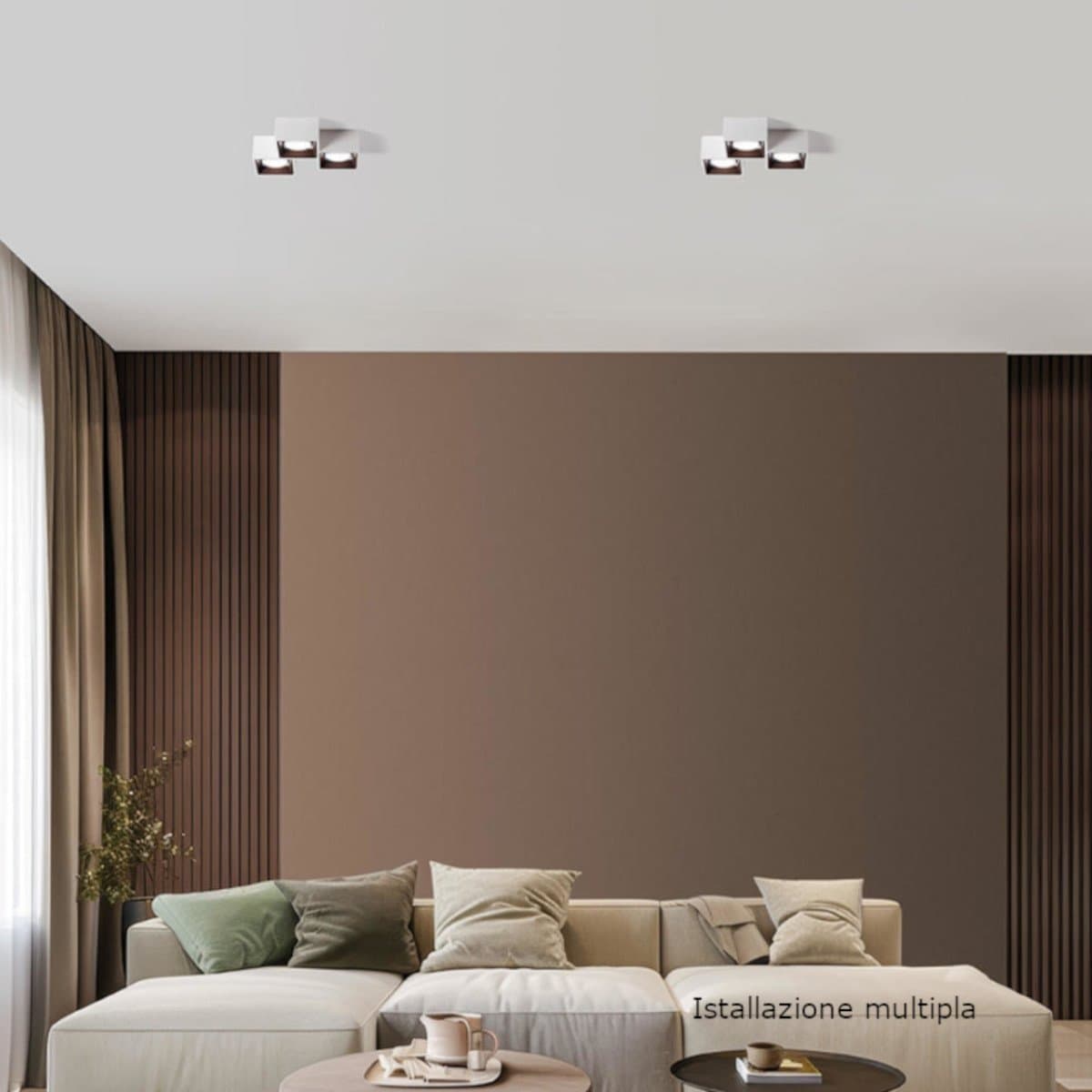 Plafoniera classica Sforzin illuminazione NASSO quadrata PL3 T513 T514 T515 GX53 LED gesso alluminio - 4